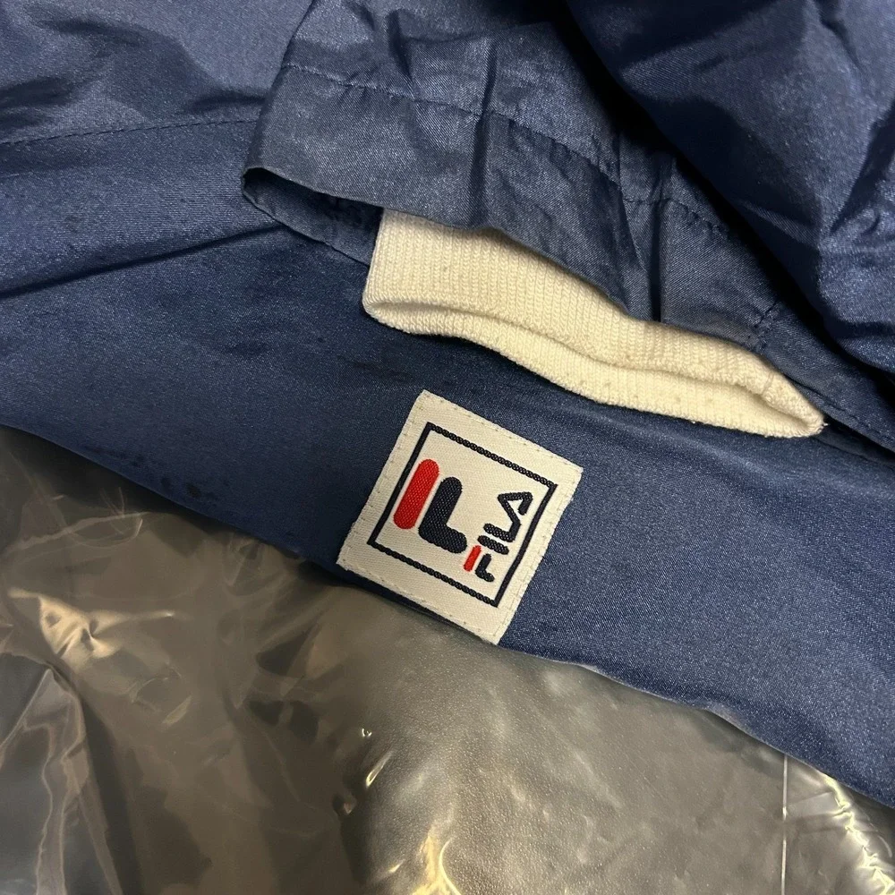Vintage Fila Windbreaker Jacket Men's Navy White Full Zip USA Made Size Large
